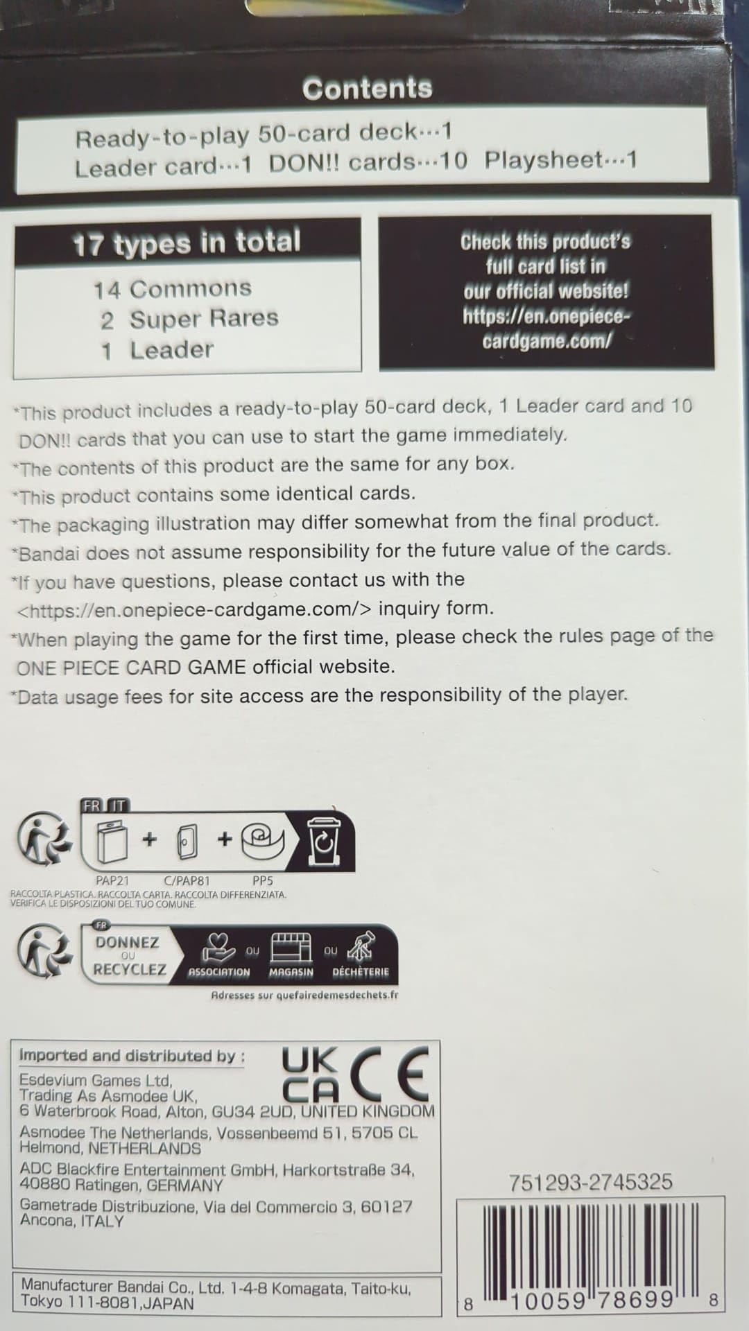 One piece card game: starter deck - 3d2y - [st-14] (eng) by bandai