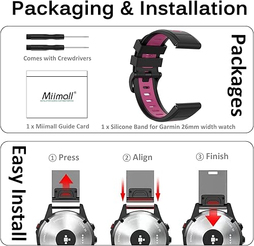 Miniatura 7 de Miimall Correa compatible con Garmin Fenix 7X6X5X, correa deportiva de silicona suave de 1.024 in de ancho, impermeable, para Garmin Fenix 7X