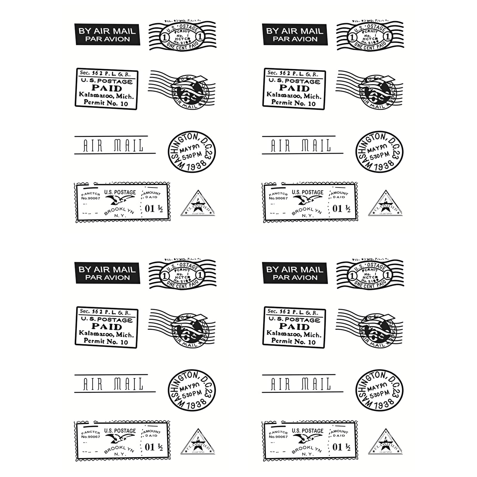 Zasjon Silicone Clear Stamps Seal Silicone Transparent Stamp Silicone Stamps Postmark Stamp Assorted Pattern for DIY Scrapbooking/Photo Album Decorative (4 Sheets)