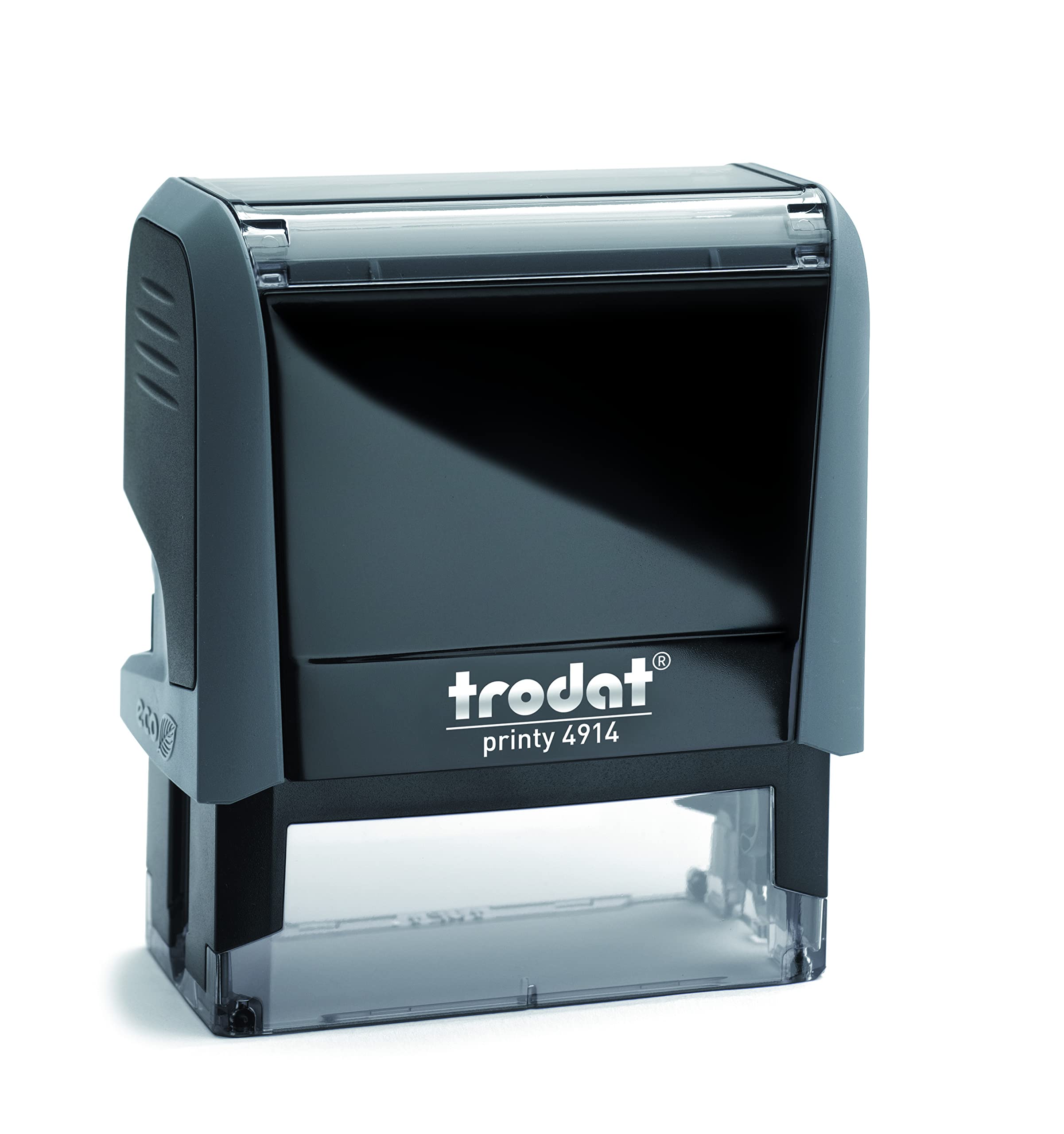 Trodat Printy 4914 Timbro Personalizzato Autoinchiostrante, max 6 Righe, Dimensione Impronta 64x26 mm, Colore Timbro Grigio, Cartuccia Inchiostro Nero, Ideale per Uffici, Aziende, Medici, Insegnanti