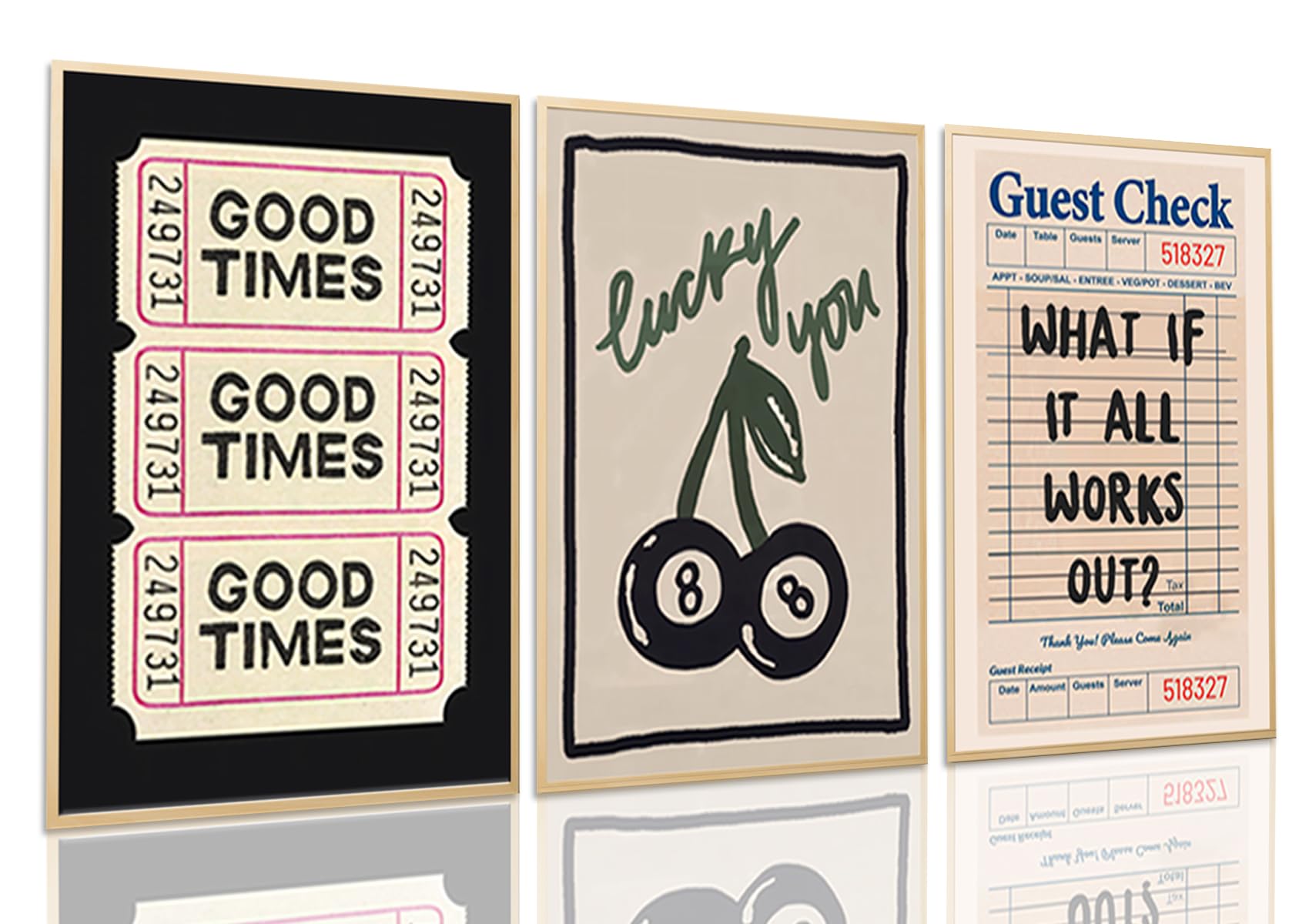 Dytila What If It All Works Out Quote Wall Art Set of 3, Retro Good Times Trendy Pictures Wall Decor Lucky You Vintage Room Aesthetic Posters, Prints