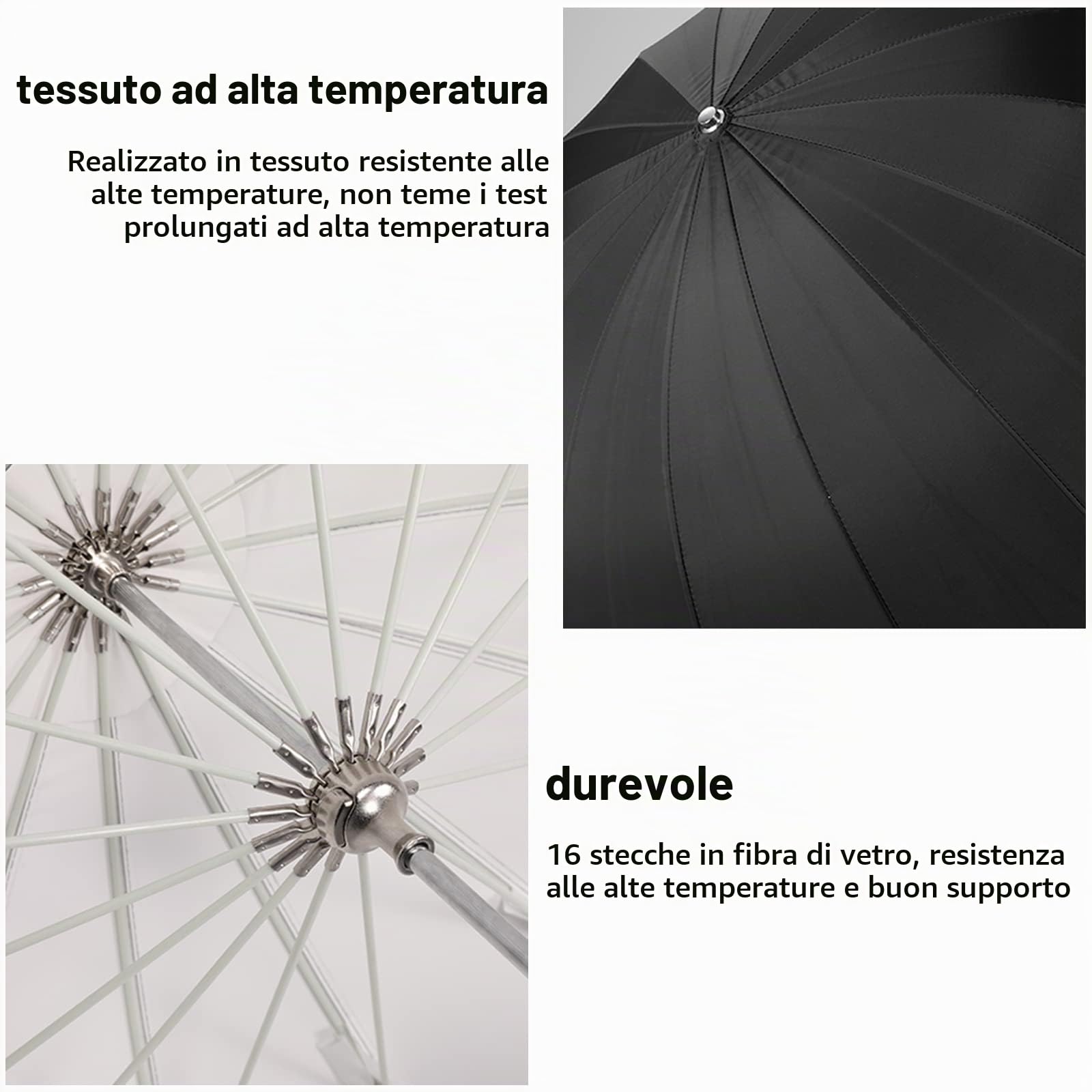 Godox Ombrello parabolico riflettente profondo 41.3in / 105 cm interno bianco | Ombrello da studio con luce morbida con copertura diffusore per fotografia e riprese video in studio