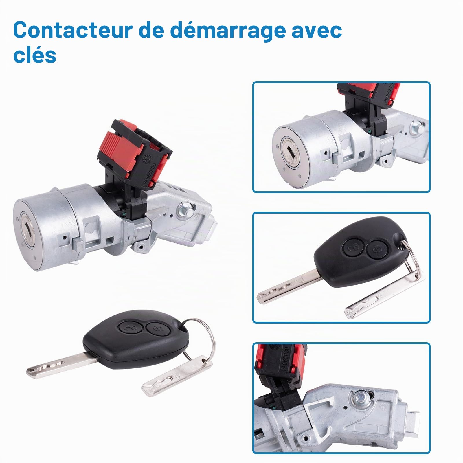 Serrure d'allumage 4 pôles de remplacement pour Clio 3 Kangoo 3 Master 3 Movano B 8200214168 806010030R 7701208408 487004438R
