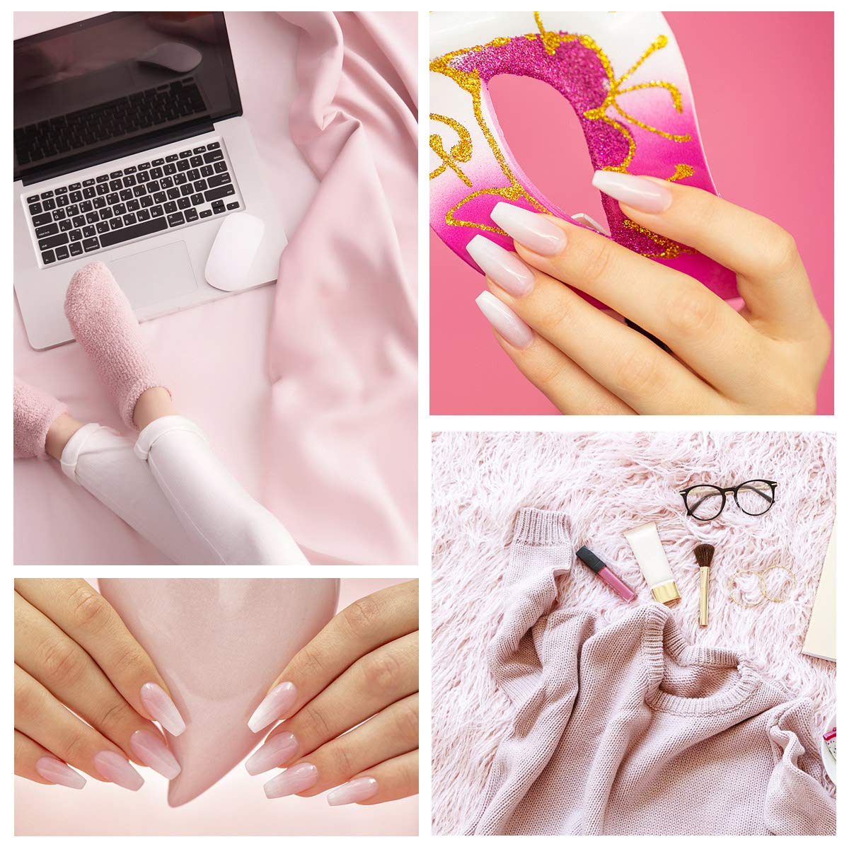 Dipping Powder Nail Starter Kit, Saviland Dip Powder System with Nail Glue Nail File Acrylic Form Tips Quick Nail Extension Set, No UV/LED Nail Lamp Needed for French Manicure Nail Art