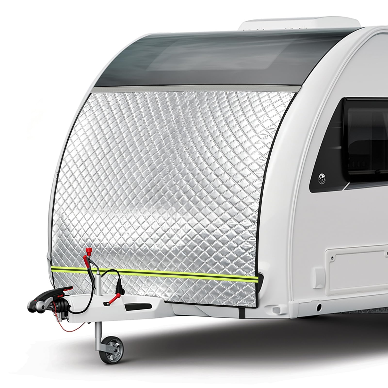 Wohnwagen Bugschutzplane Thermo, Luftvorzelt für Wohnwagen Schutzhülle Front mit Keder, Thermomatte außen Winterfest & Wasserdicht - Wohnwagen Abdeckung Bugfenster & Gaskasten (200 * 160cm)