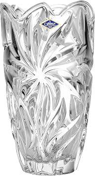 Bohemia Crystal 11" Flowers Vase Flora. Lead-Free Crystal, Flower Jar. Clear.