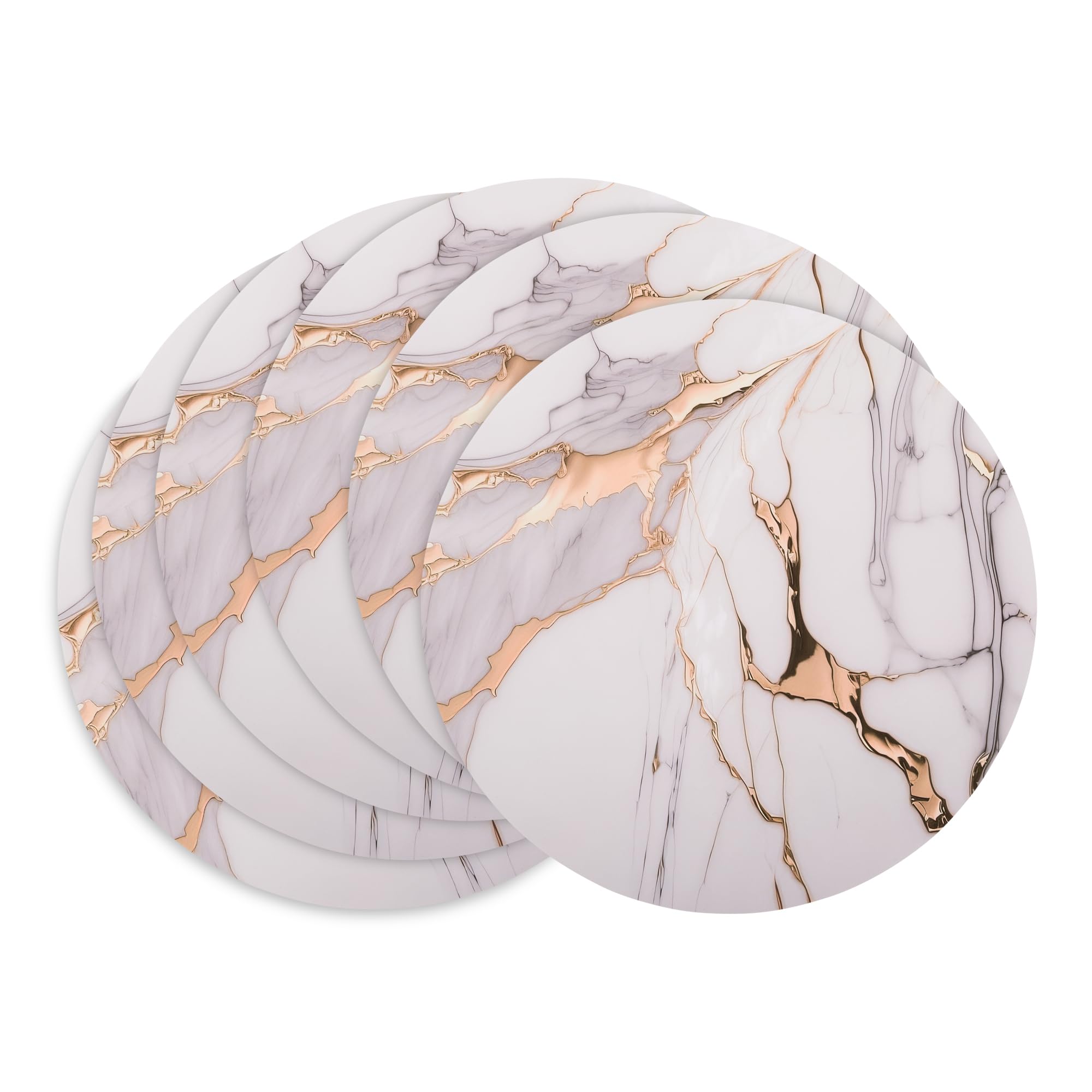 50 manteles individuales redondos de mármol blanco y dorado, manteles individuales de papel desechables de 13 pulgadas, tapetes de papel decorativos para mesa de comedor, banquete de boda,
