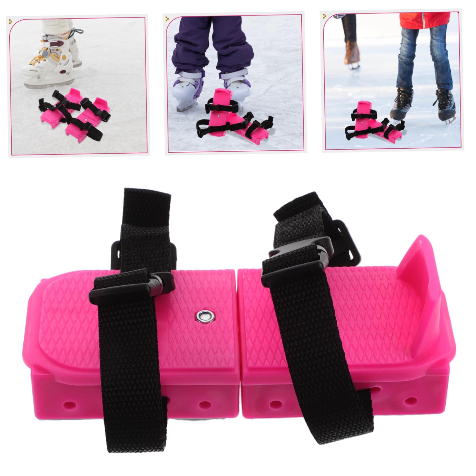 ibasenice Pattini da Neve Regolabili per Ragazzi Rosa, 1 Paio | Pp Metallo Ribbon, Fit Sicuro e Design Semplice, per Sport Invernali e Piste di Ghiaccio