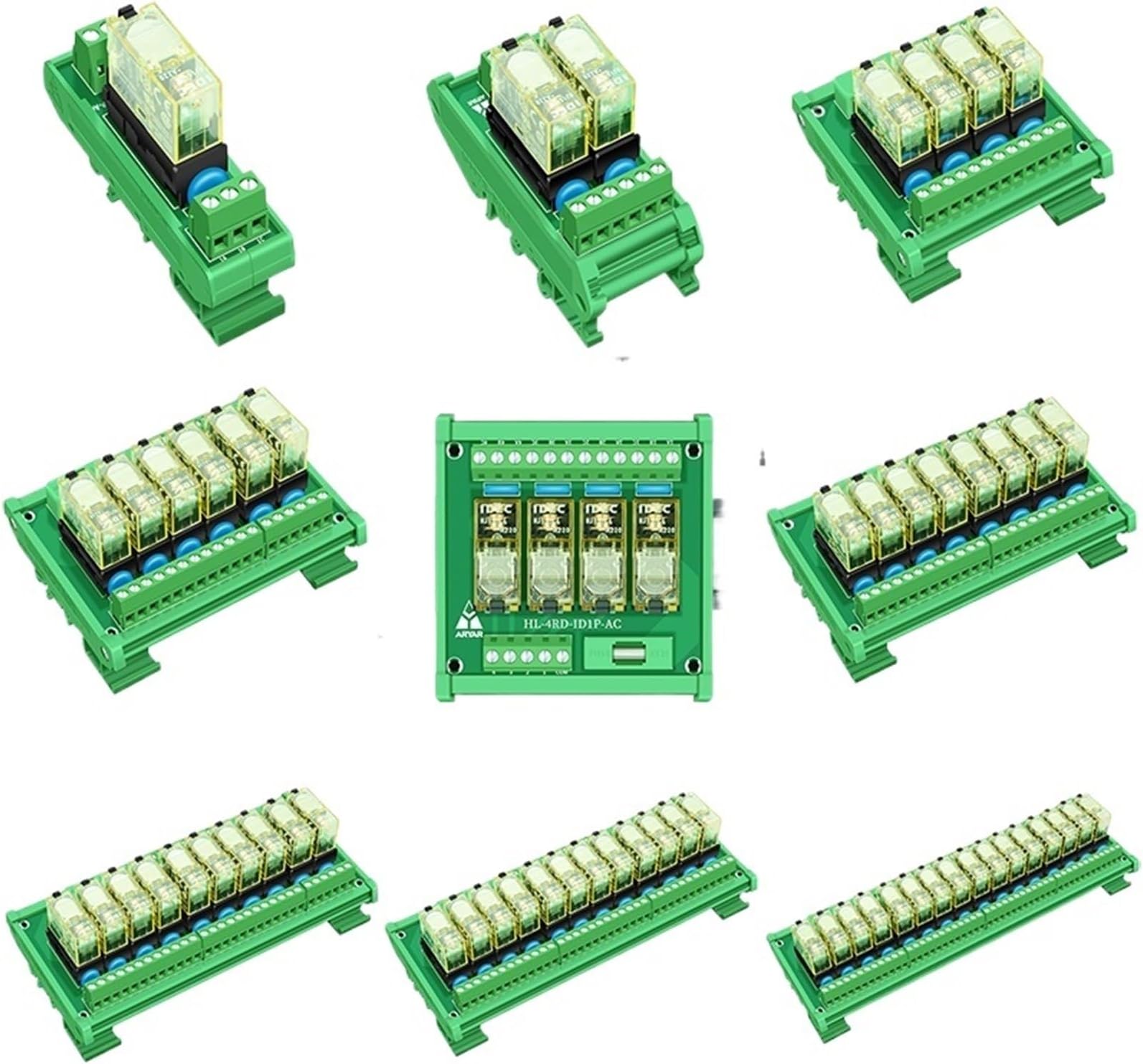 1PCS AC Input Relay Module AC 110V Or 220V Slim DIN Rail Mount 12Amp DPDT Power Relay Interface Module(16 Channels,Input 110VAC)