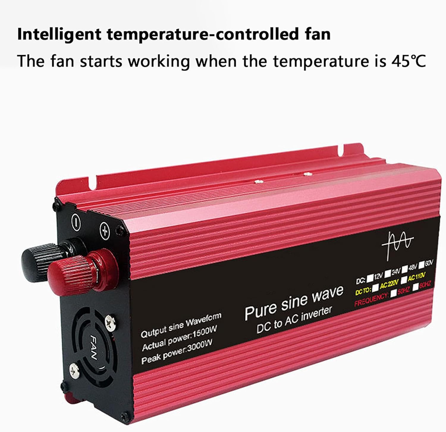 3000W/2200W/1600W/1000W Inverter DC 12V/24V to 110V/220V Pure Sine Wave Voltage Converter Power Car Micro Inverter for Car Home Laptop Truck(Size:12V-220V,Color:1600W)