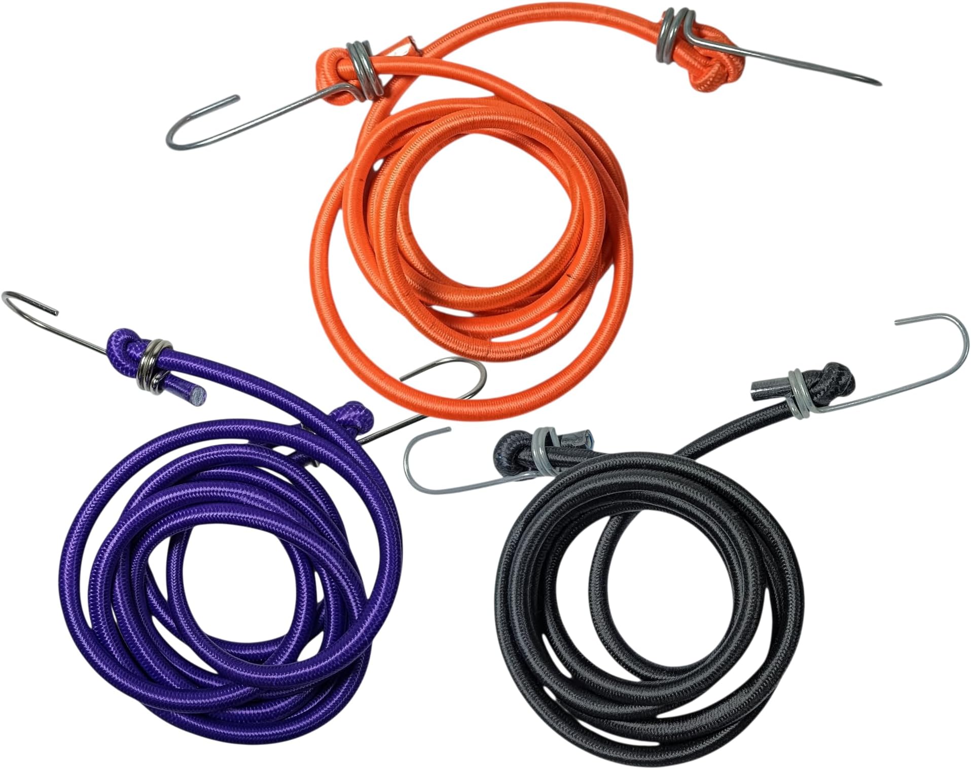 - High Strength Stretchable Elastic Rope/Bungee Cord/10 MM Thick, 7 Feet Length, Stretched Up to 12 Feet | Versatile for Hanging Clothes, Tying Behind Bikes (Multicolour, 3 Pcs)