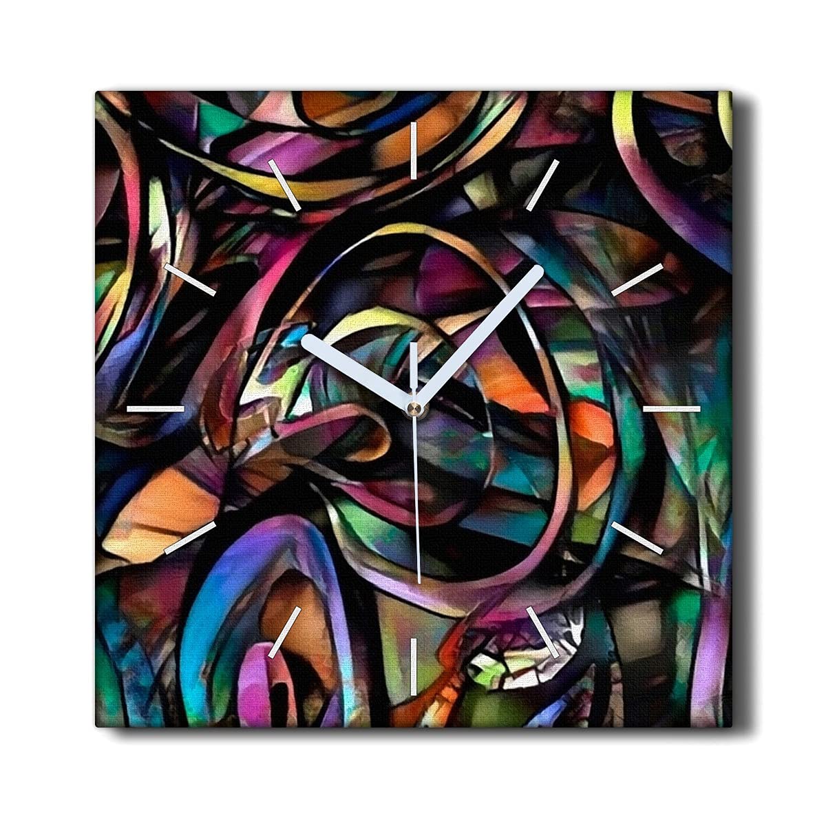 Horloge sur toile 30x30cm mosaïque colorée Coloray pour salon