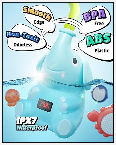Miniatura 5 de HEMRLY Juguetes de baño para bebé, pantalla LED de temperatura del agua, juguetes de baño para bebés de 6 a 12 meses con tres cabezales de ducha,