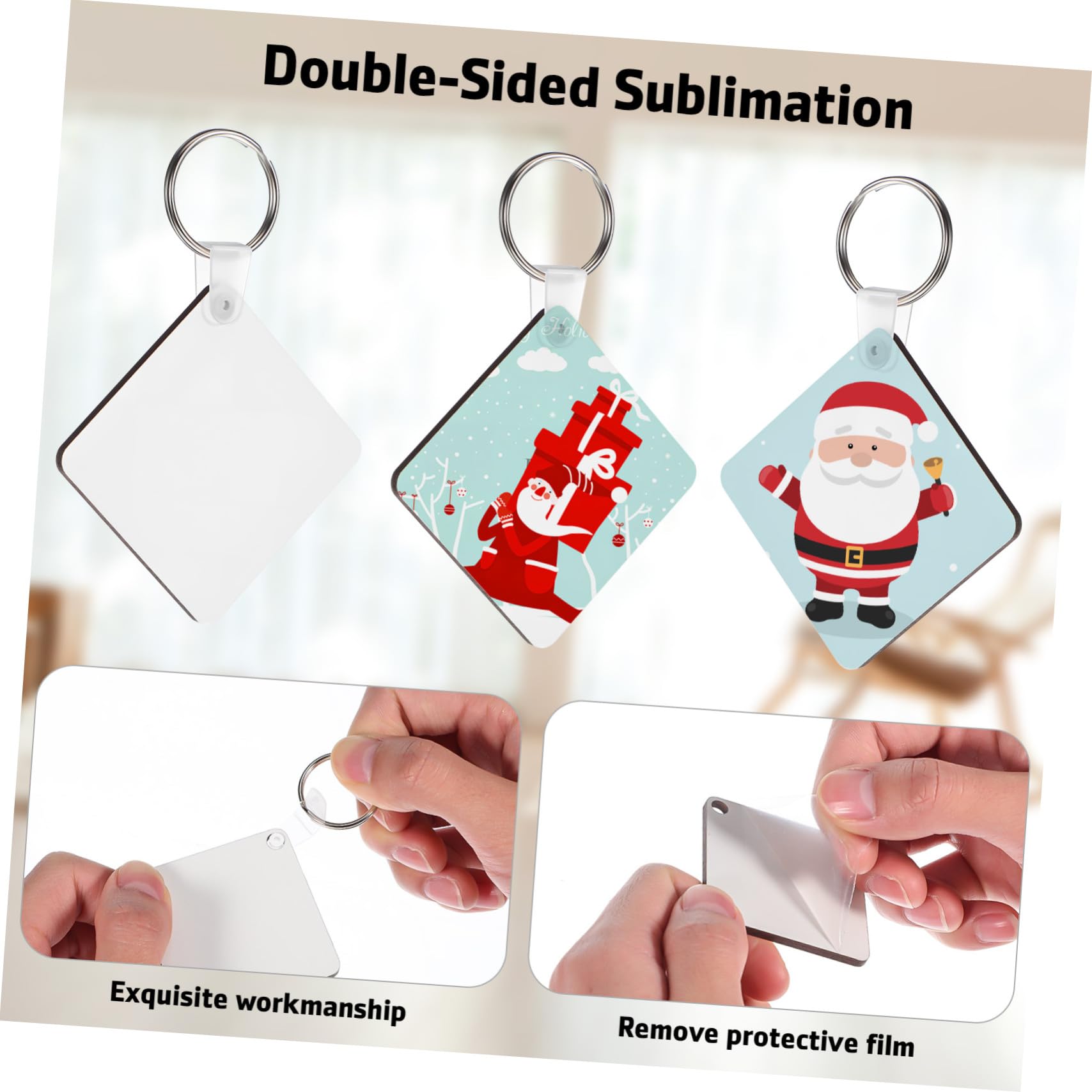 Llaveros Acrílicos En Sublimación Doble Cara 40 Unidades Transparentes Para Manualidades Artesanales Diy Regalos y Decoración