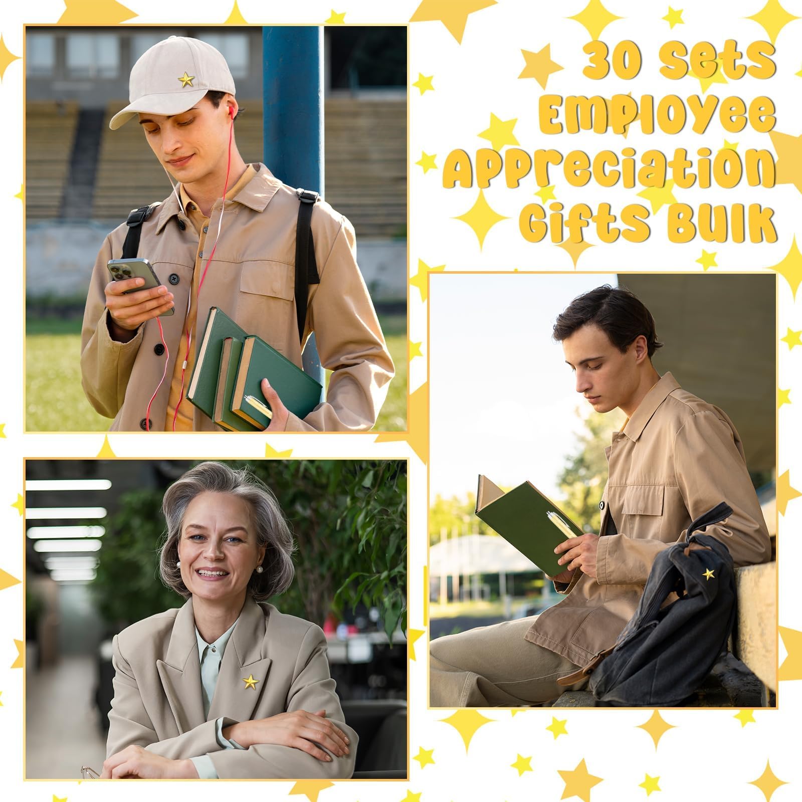 30 Sets Sternnadeln, Anstecknadel, Anstecknadel, Brosche für Kollegen, Lehrer, Team, Krankenschwestern, Freiwillige