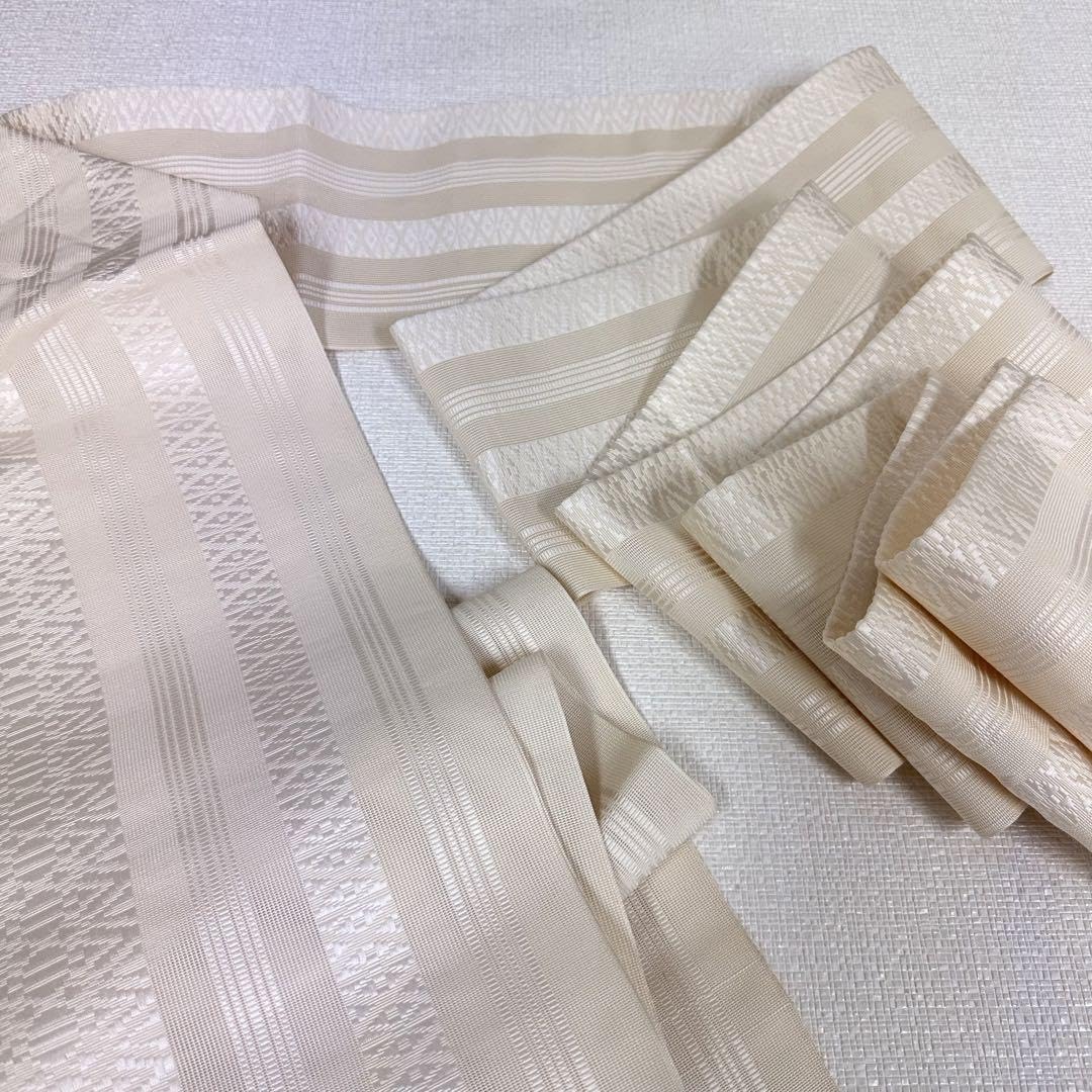 Amazon.co.jp: 名古屋帯 紗 本場筑前博多織 白 名古屋仕立て 全長365幅  