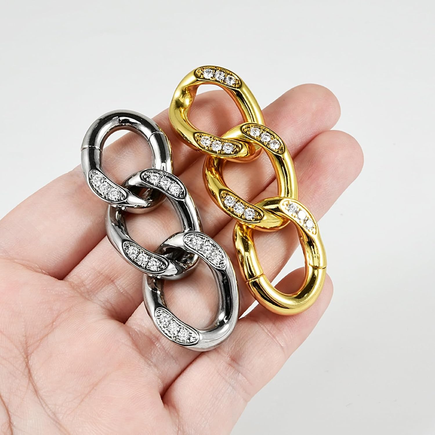 Gauges for Ears Stainless Steel, Ear Plugs for Women Chain with Zirconia, Body Piercing Jewelry for Women, 2pcs