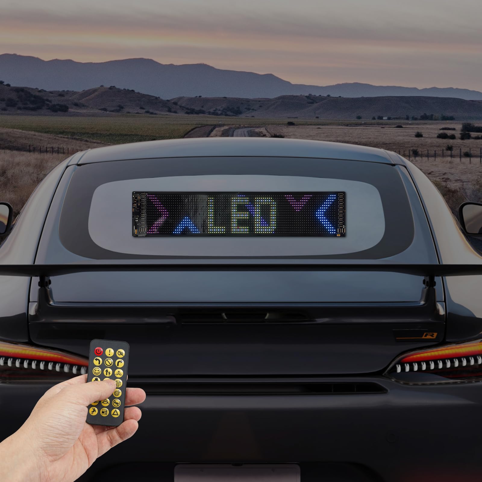 Letrero LED programable, flexible LED con control por aplicación Bluetooth y mando a distancia, IP65, pantalla digital para sala de juegos, fiesta, cartel publicitario, coche (59,5 cm x 12 cm)