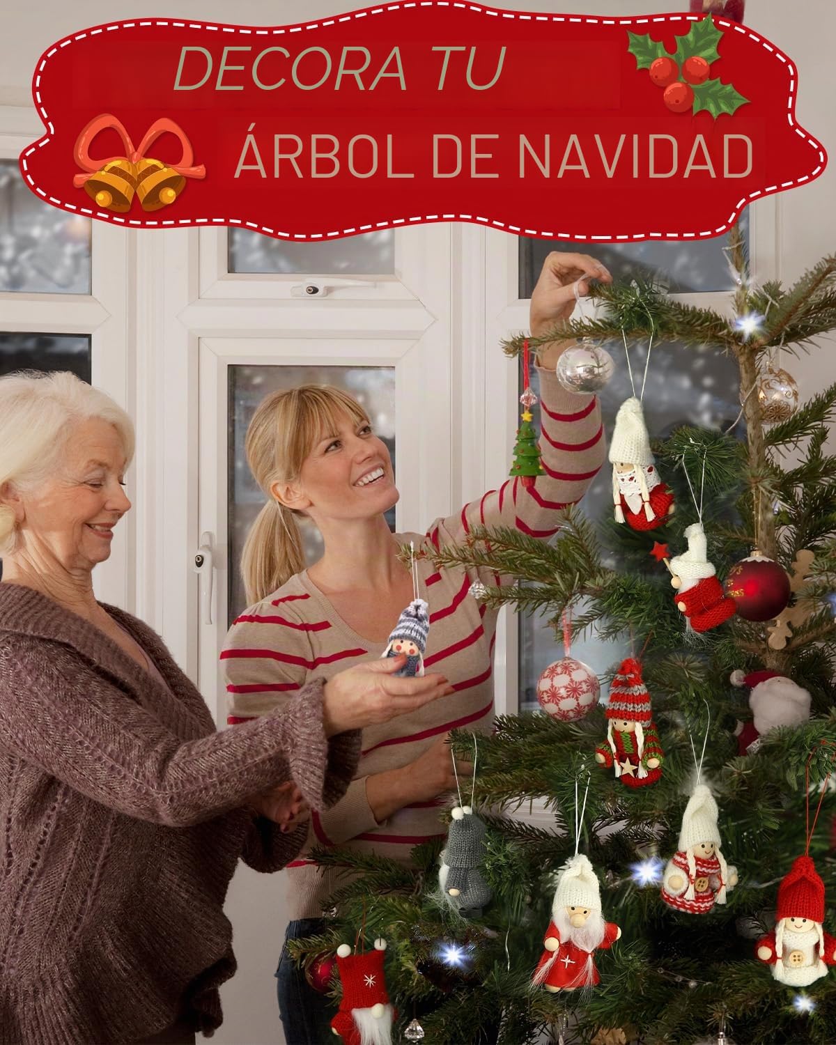 12 Piezas Ángeles Colgantes para árboles de Navidad,Gnomo Adornos de Navidad,Duendes Colgante para Decoracion árbol de Navidad,Linda Gnomo Regalos Adornos Navideños para Arbol Manualidades