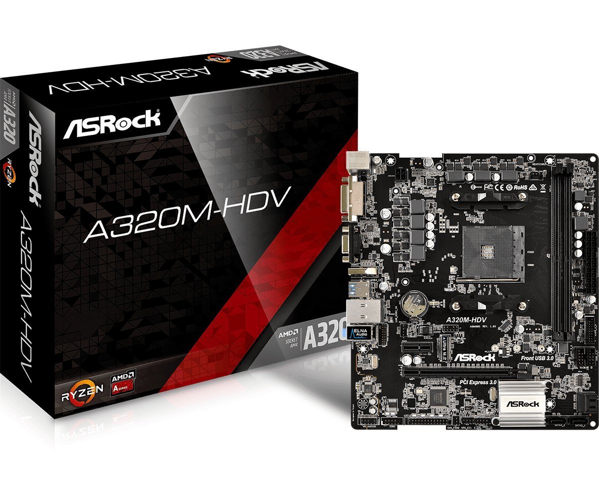 ASRock A320M-HDV Motherboard (Renewed)