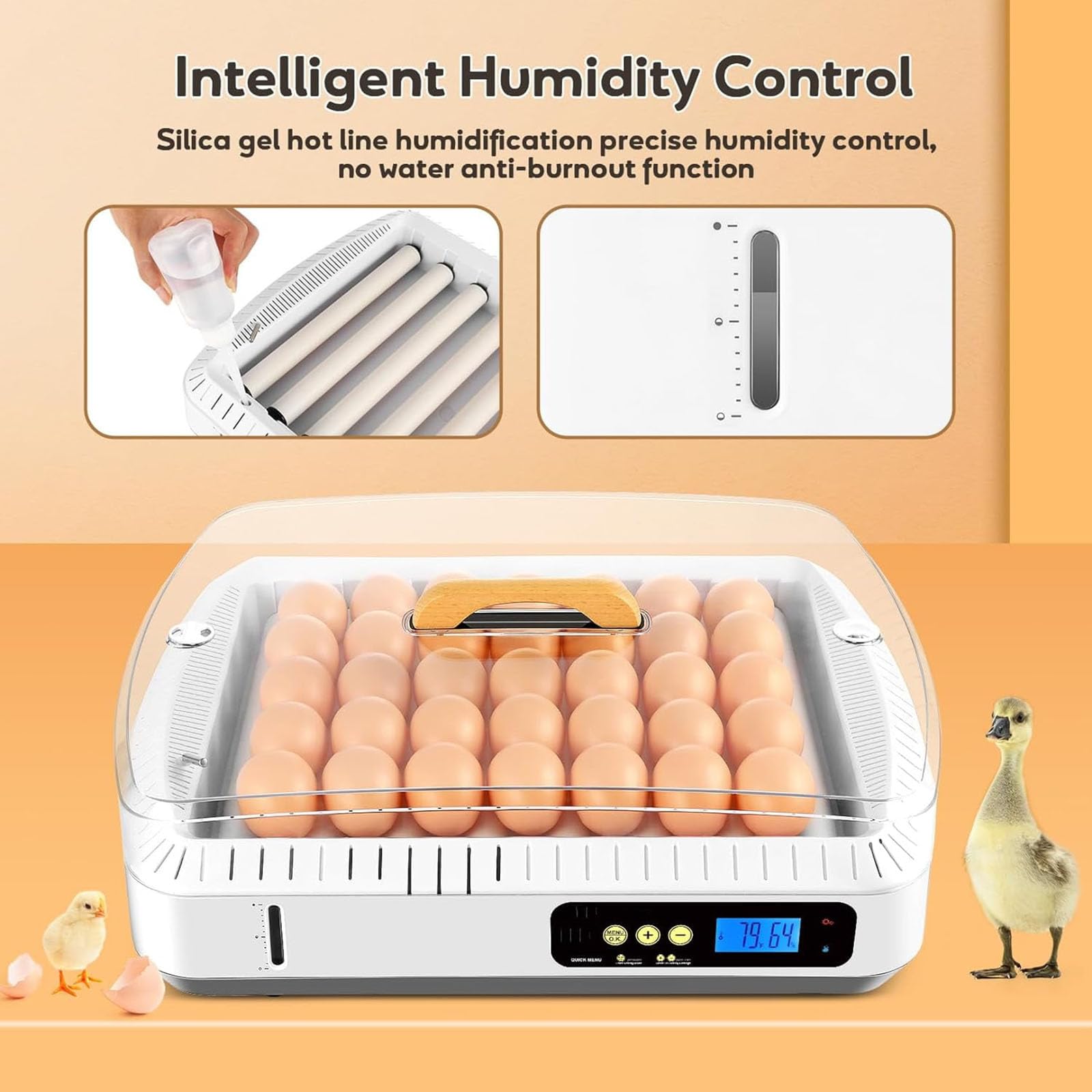 Incubadora automática de huevos para 35 huevos con control de temperatura y humedad, función de giro de huevos para incubar pollos, patos, gansos, codornices