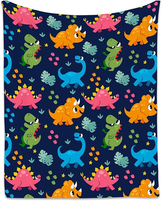 Dinosaur Blanket for Boys - Colorful Soft Fuzzy Throw Gifts - 30x40 Inches Cute Blankets for Couch & Office