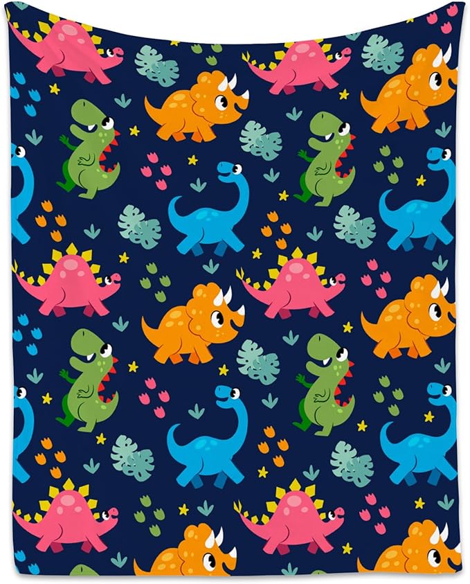 Dinosaur Blanket for Boys - Colorful Soft Fuzzy Throw Gifts - 30x40 Inches Cute Blankets for Couch & Office