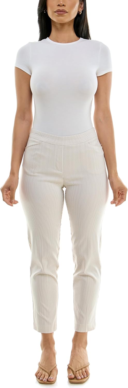 Zac & Rachel Womens Seersucker Millenium Ankle Length Pant with Front Half Pocket - Image 5