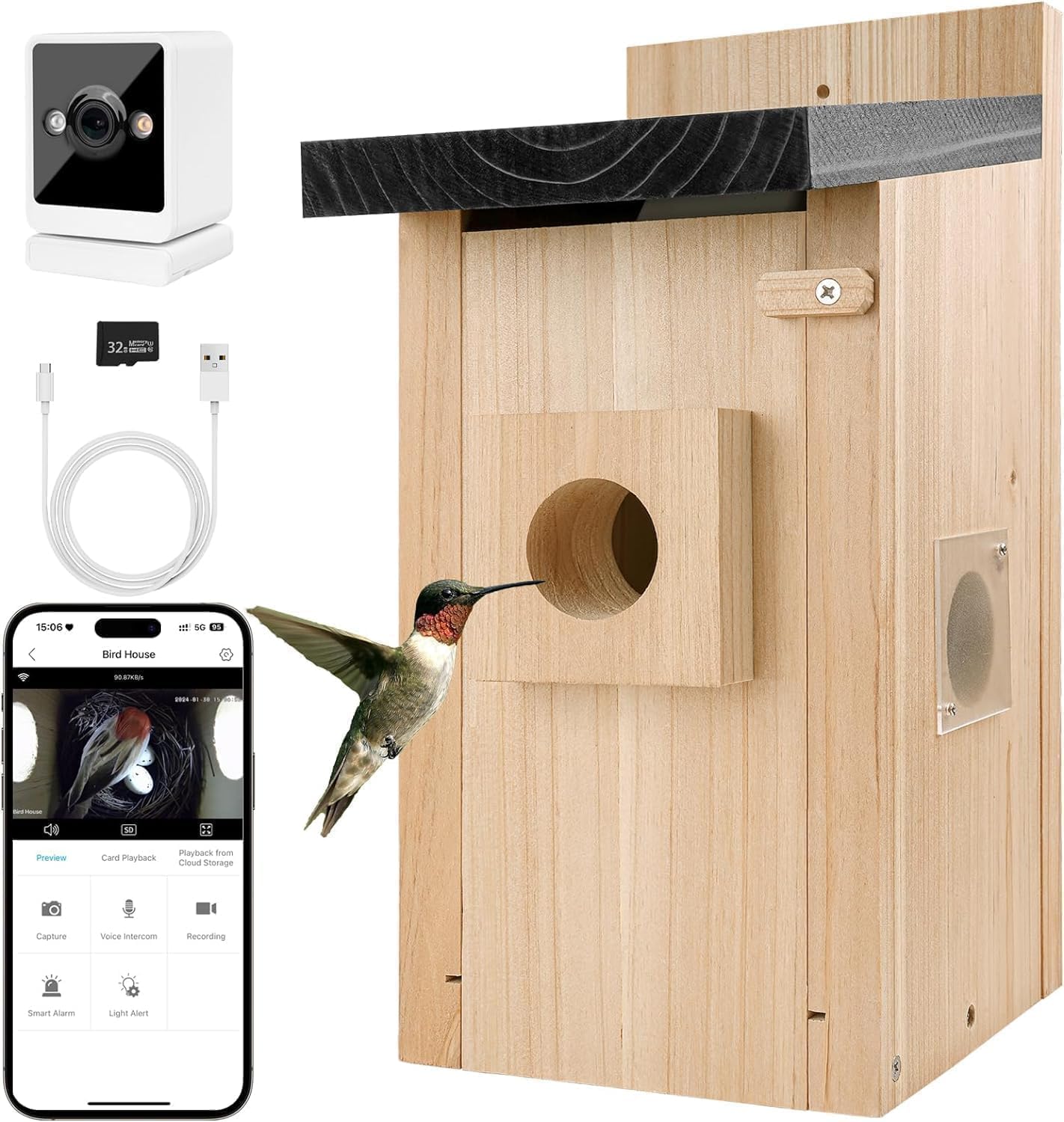 Amazon.com: Smart Birdhouse Camera, Birdhouse with Camera inside-3MP HD ...