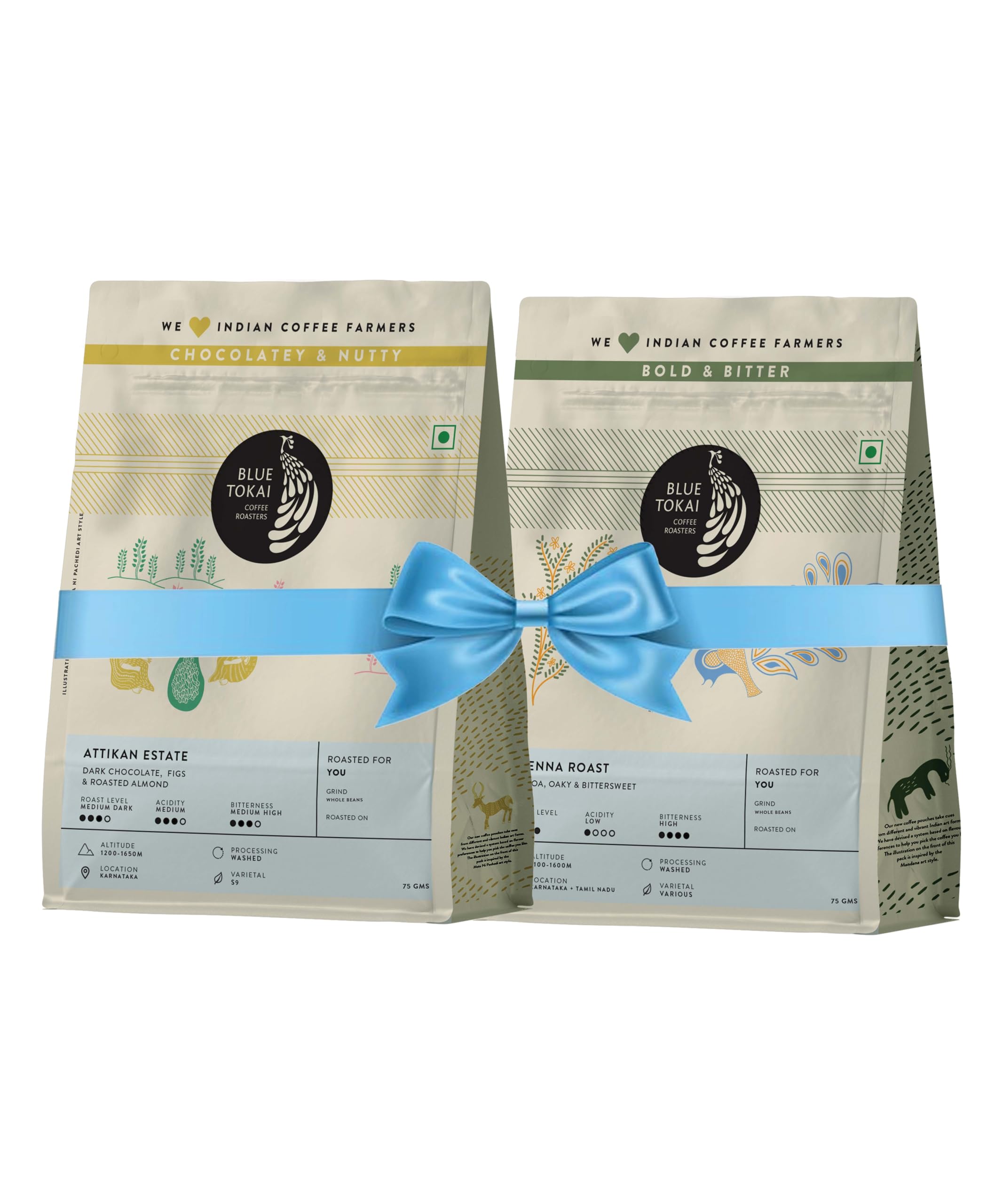 Blue Tokai Coffee Roasters Sampler Pack Attikan Estate -Medium Dark Roast & Vienna-Dark Roast | Whole Bean | 100% Arabica Ground Coffee (75gm each, Pack of 2) (B0D33SX6X9) Amazon Price History, Amazon Price Tracker