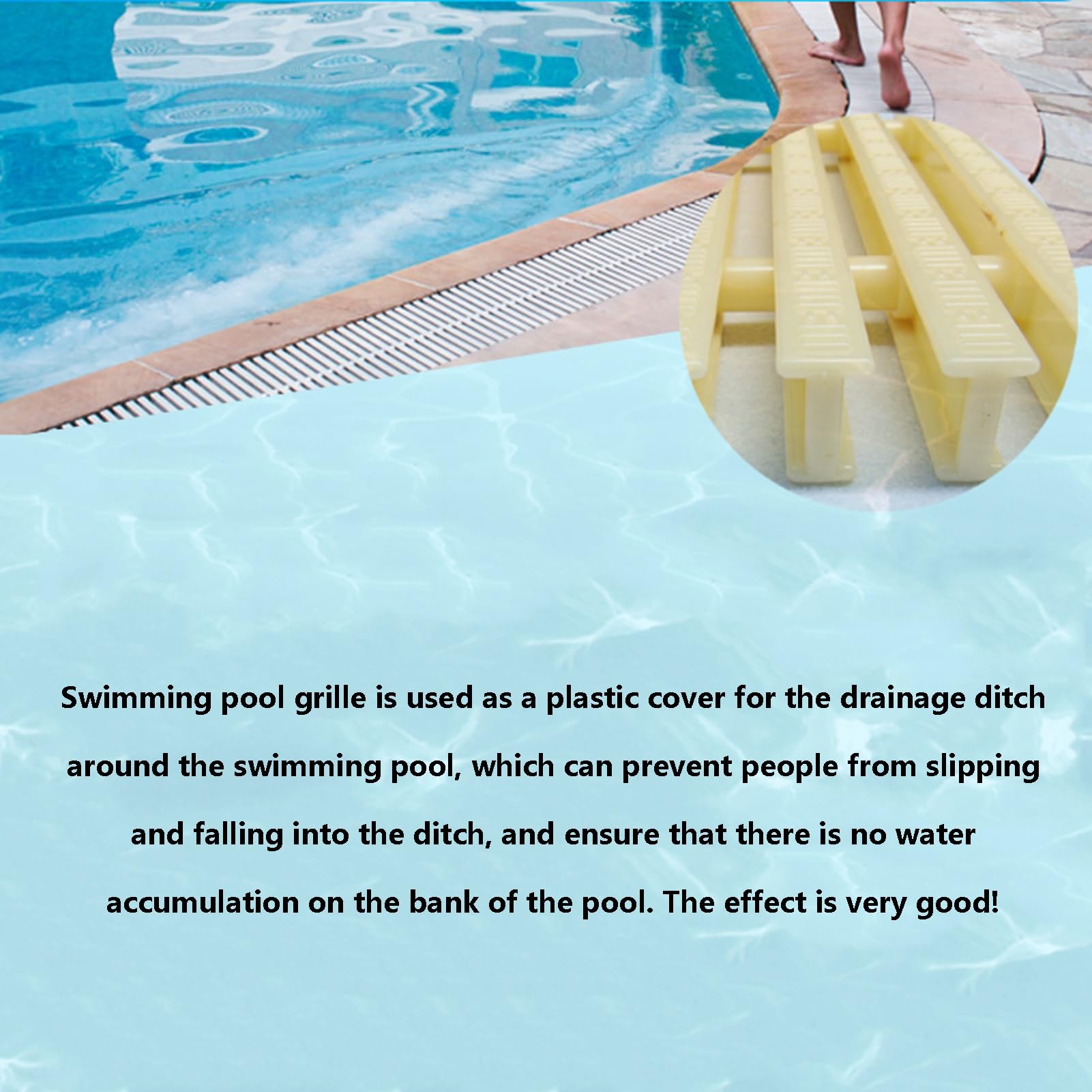 Griglia di Protezione Antiscivolo per Piscina, Filtro per Canale di scolo, griglia di Scarico per Bordo Piscina, Copertura per Canale di scolo (Colore: 5,9x39,3 Pollici, Dimensioni: 2 Pezzi)