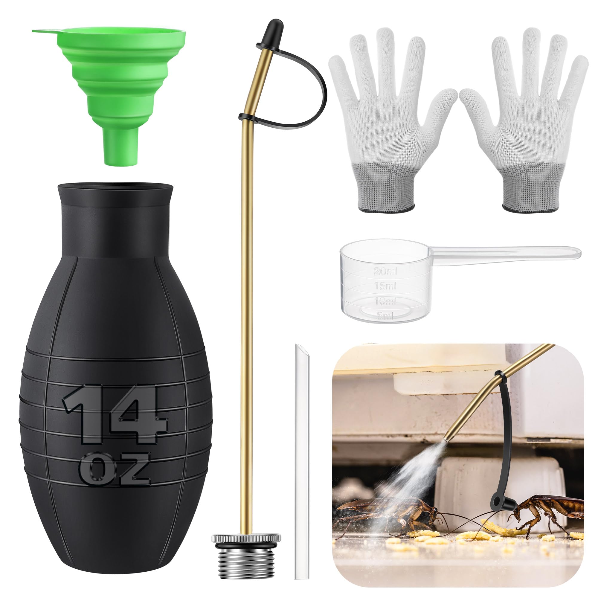 Photo 1 of 14OZ Diatomaceous Earth Powder Duster, Bulb Sprayer Insect Duster, Garden Powder Applicator Dispenser with Long Metal Tube for Home Organic Gardening Agricultural Supply