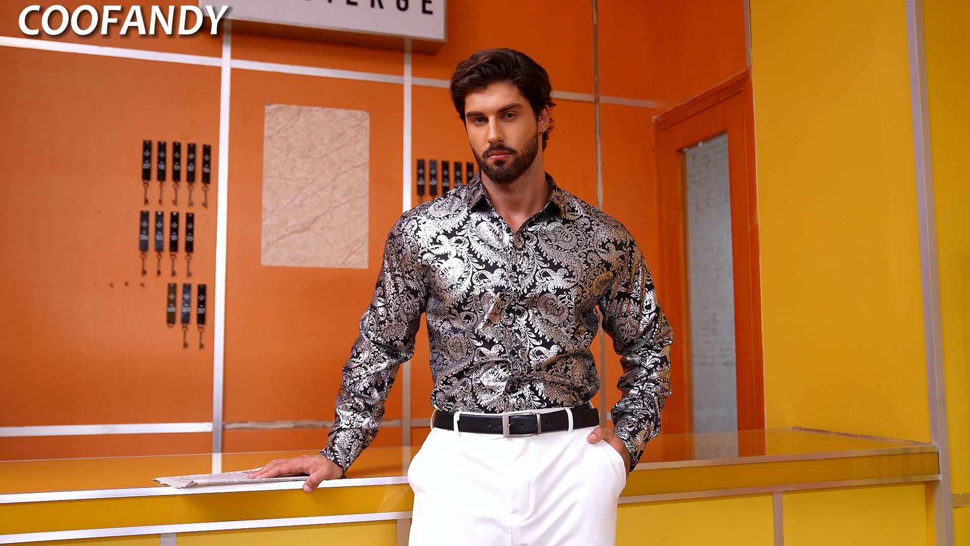 Amazon.com: COOFANDY Men's Party Shirt Wedding Performance