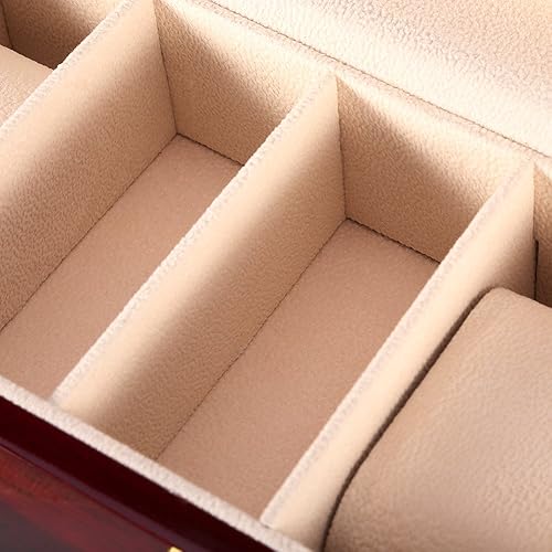 Miniatura 7 de Uten Caja de reloj, caja de reloj de 6 ranuras, soporte para reloj con tapa de vidrio, caja de reloj de madera con almohada de reloj extraíble,