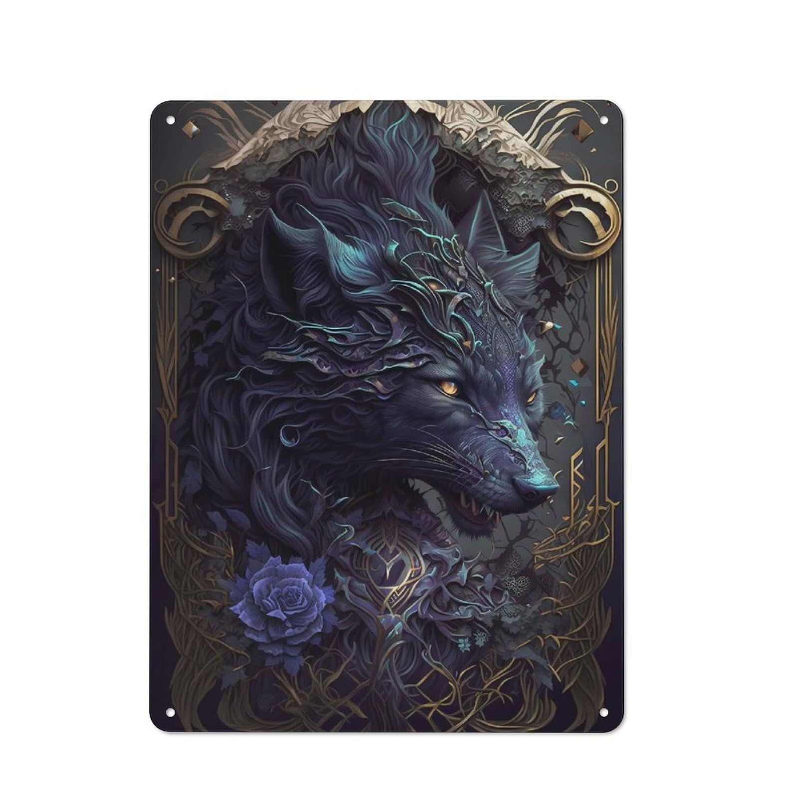 Junmoney Style-15 Garage Style Wolf Retro Metal Sign 40X30cm, Workshop Wall Decor For Tool Room, Garage, Studio Or Home Bar