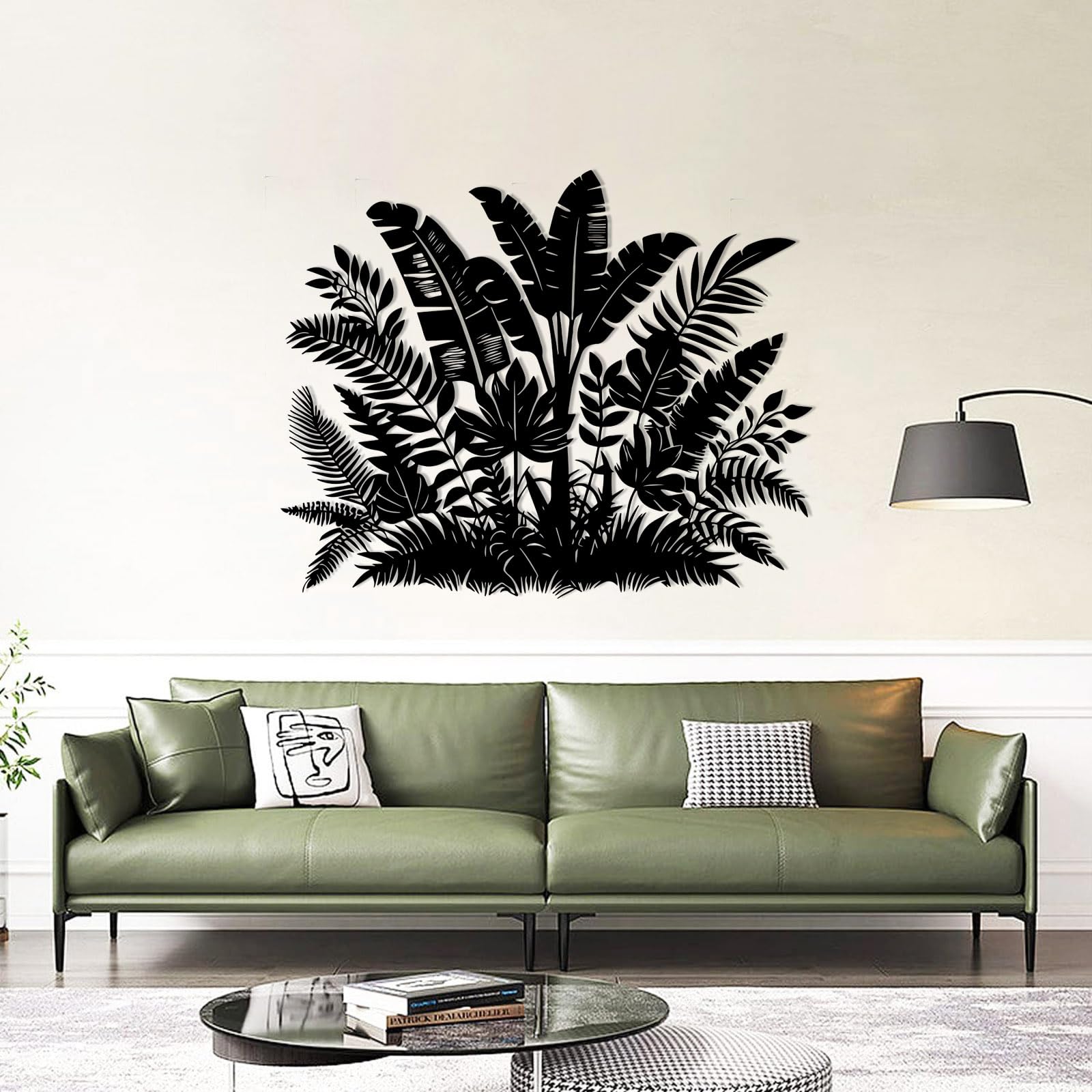 Decorazione da Parete in Metallo Motivo: Foglia Fiore Pianta Botanica Natura Decorazione per La Casa Soggiorno Regalo per Amanti della Natura (Bianco 76X61 Cm)