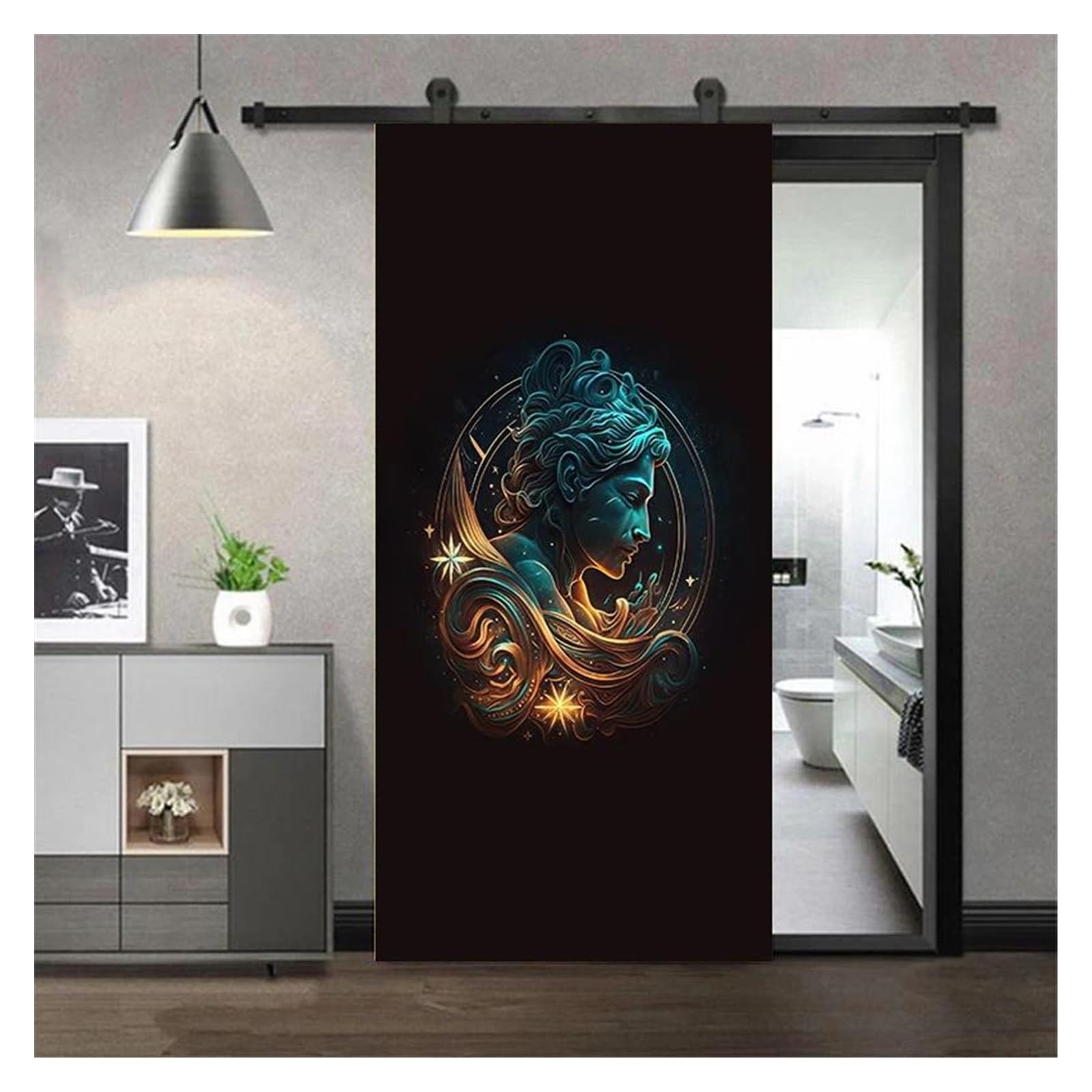 Sticker mural de porte 3D noir pour rénover facilement une porte en vinyle