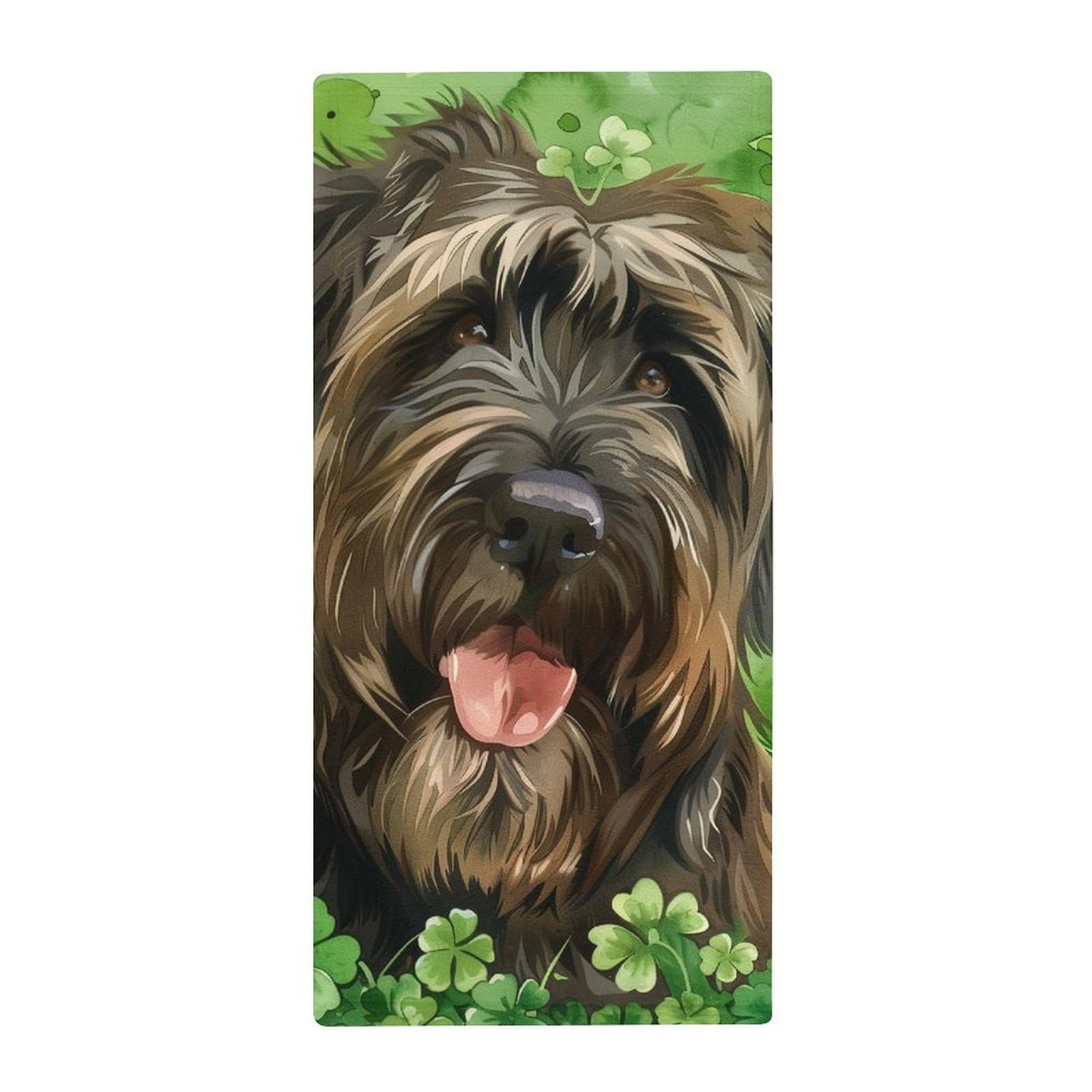 MoBlinko Dog St Patricks Day Hand Towels for Bathroom 14 X 28 in Briard Dog Smiling Green Clover Absorbent Face Towels Soft Hand Towel for Kitchen Bathroom Hotel Yoga