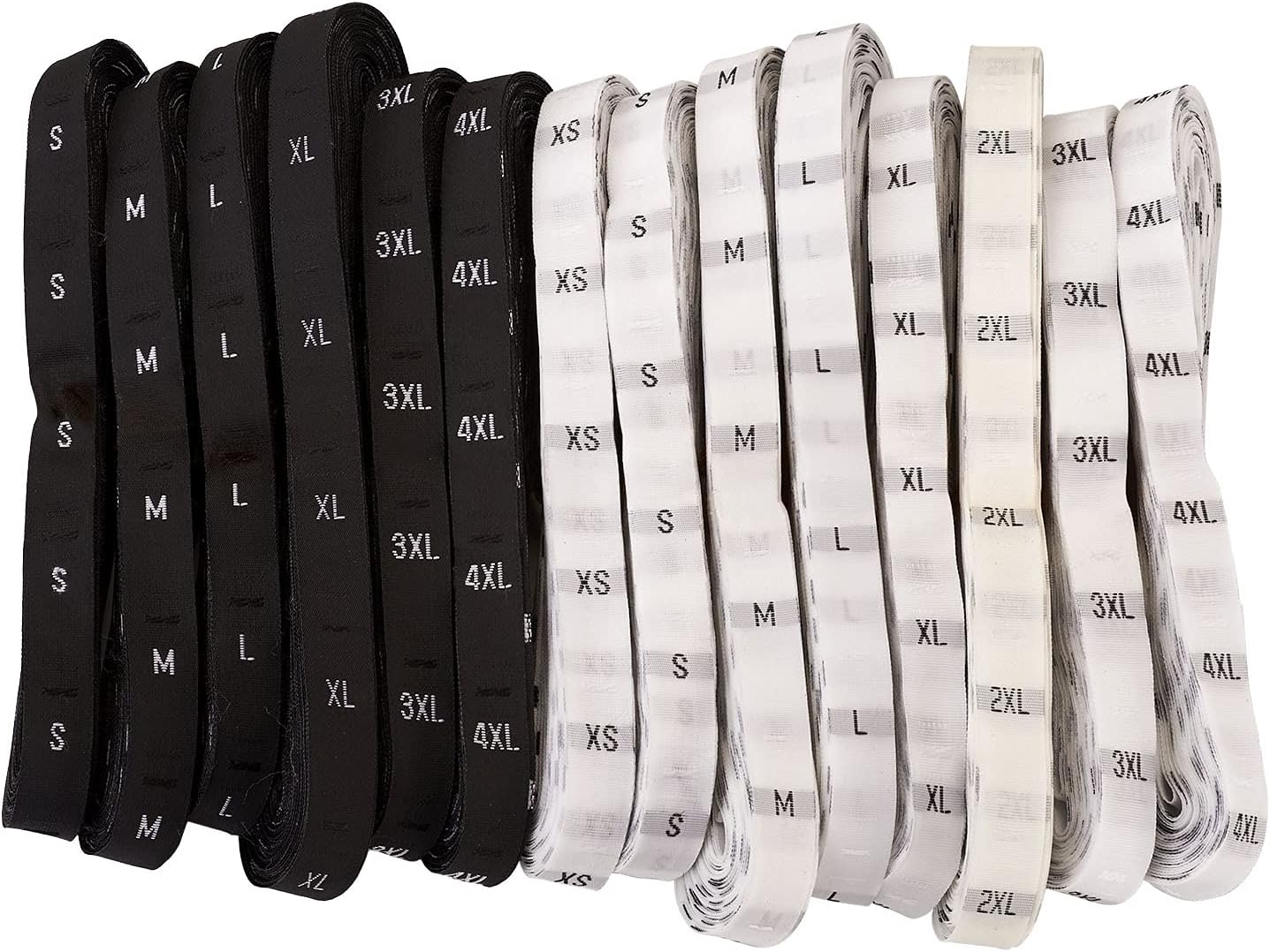 Pandahall 7000pcs Clothing Size Labels Sewing Woven Ribbon Size Tags Embroidered Garment Fabric Label Tags for Knitting Quilting Sew on Clothes White & Black