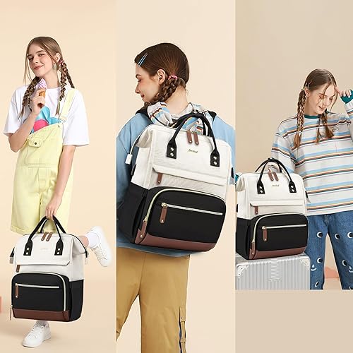 Miniatura 7 de Mochila para mujer Bolsas de trabajo mochila para laptop de 15.6 pulgadas, mochila impermeable con cargador USB, mochila universitaria informal para