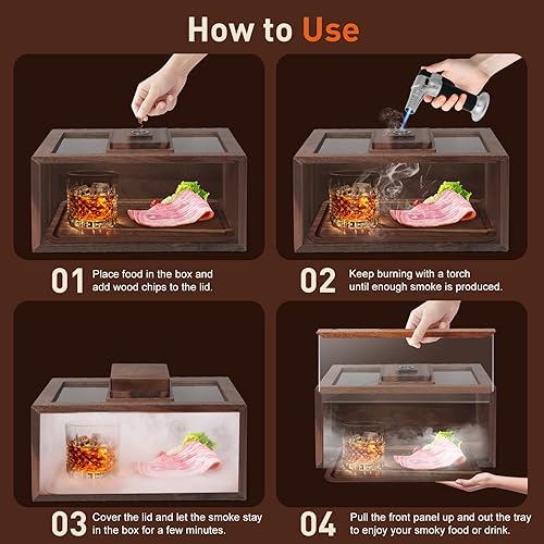 Miniatura 2 de Kit de ahumador de cóctel  Kit de ahumador de whisky con pistola de ahumar, caja de humo de cóctel, bandeja de alimentos y chips de madera (manzana