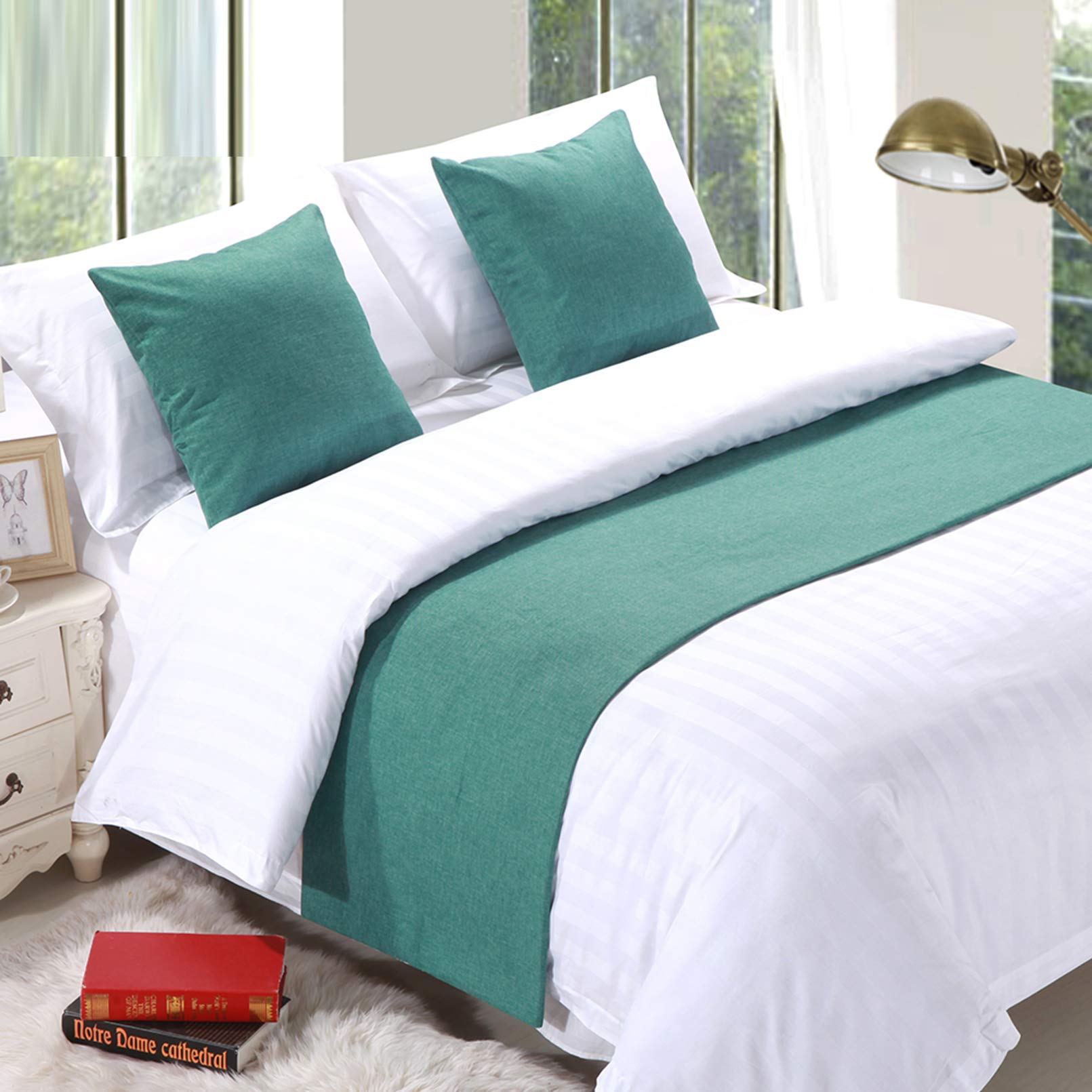 BAMCQ Bed Runner bed runners Hotel bedding premium bed scarf bed flag bed tail pad bed cover bed tail trim green the same paragraph: hug pillowcase (45x45cm) 1