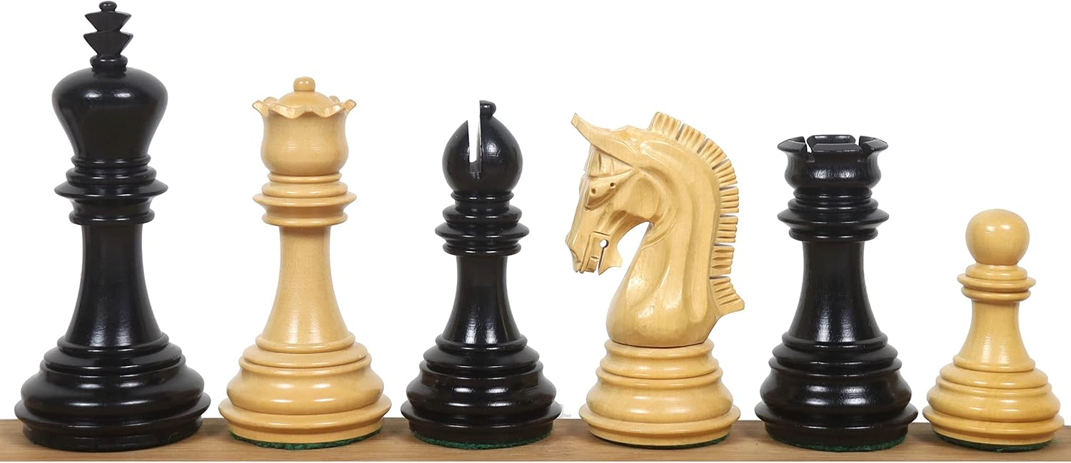 Royal Chess Mall Imperial Staunton Chess Pieces Only Chess Set, Ebony and Boxwood Wooden Chess Set, 3.8-in King, Weighted Chess Pieces (3 lbs)