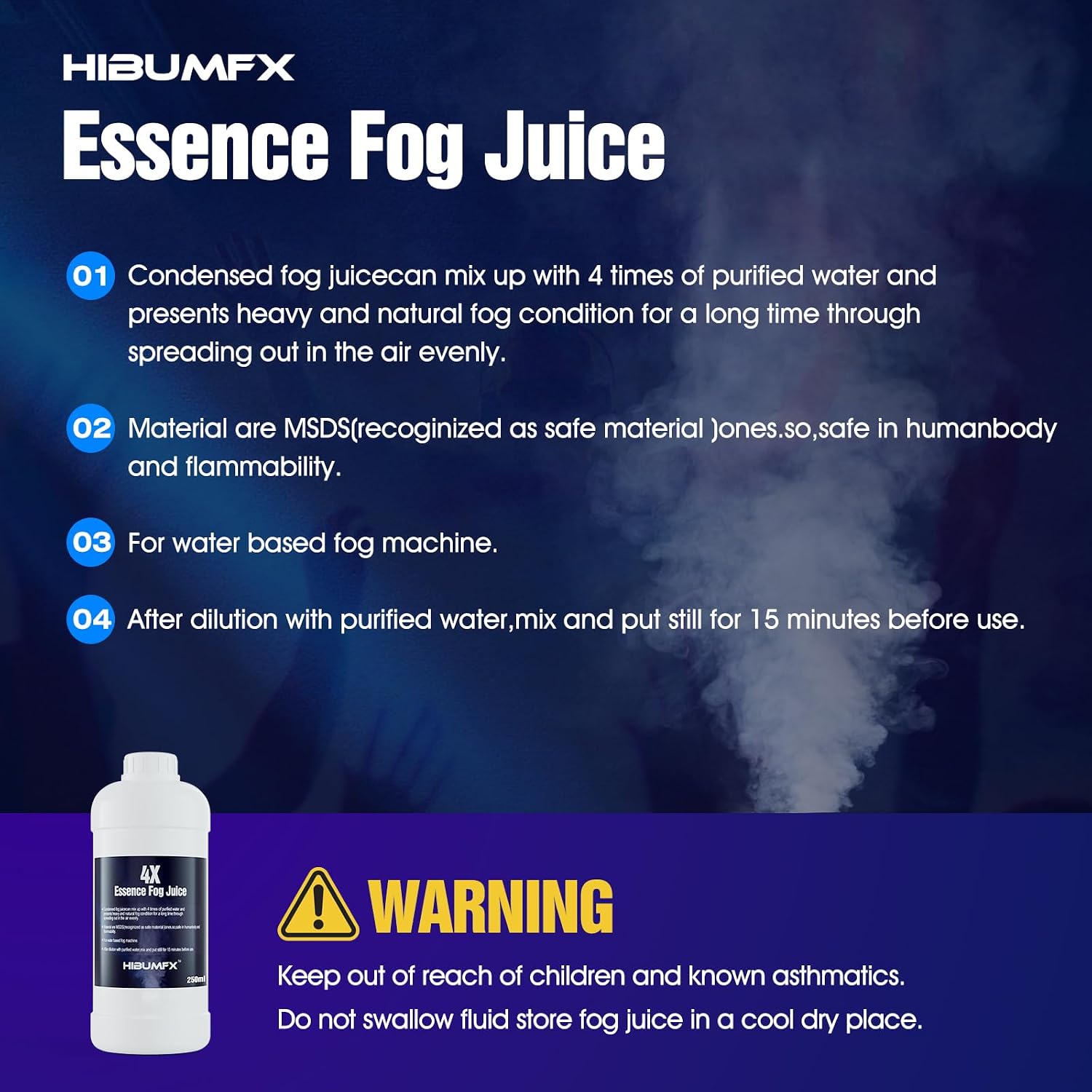 Fog Juice - Condensed Water Mixable Fog Machine Fluid Smoke Solution for Water Based Fog Machine - Great for DJ Party and Garden (250ml) thumbnail
