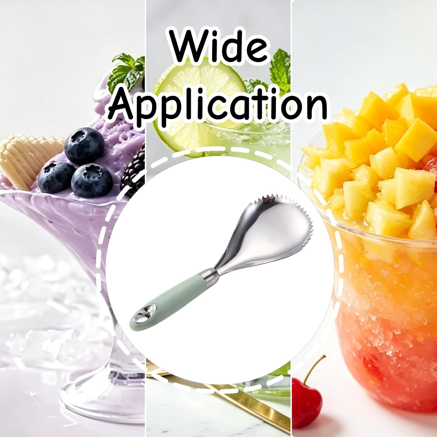 1 PCS Serrated Ice Crusher Spoon Stainless Steel Ice Cream Scoop