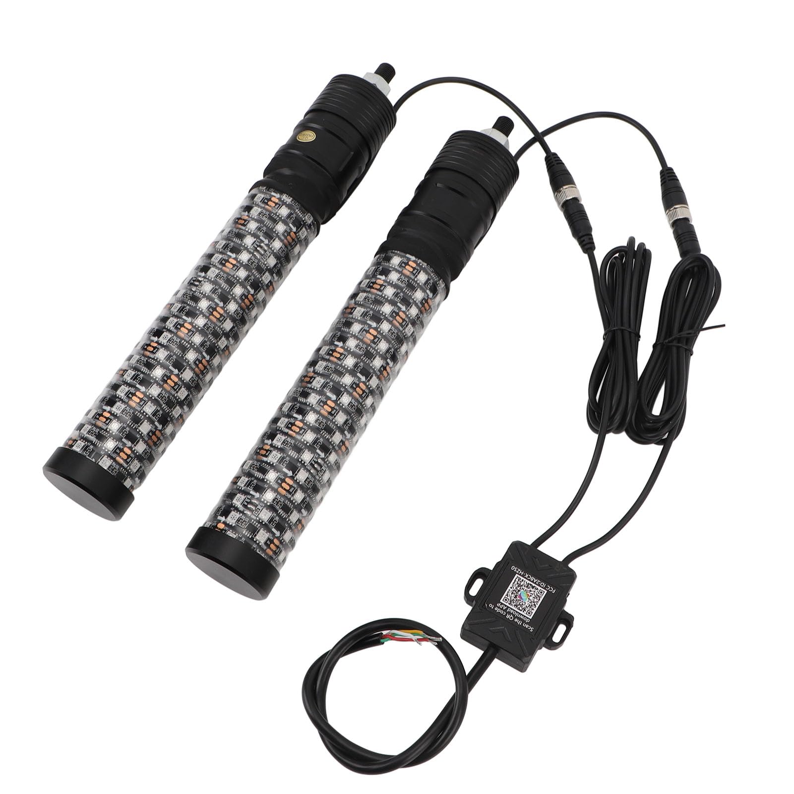 Tbest RGB LED Whip Light 279 LED 360 ° Iluminacja 300 Wzory 366 Tryby 32 Poziomy Jasności 10 Ustawienia Prędkości Aplikacja Zdalne Sterowanie dla UTV ATV Off Road Truck Boat (1 stóp)