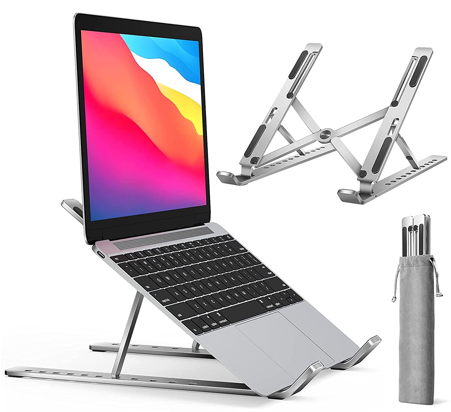 NETXE Portable Laptop Stand with Adjustable Height, Foldable, OverHeating Protection for Laptops & MacBooks (Silver) (B09DD6DM3V) Amazon Price History, Amazon Price Tracker