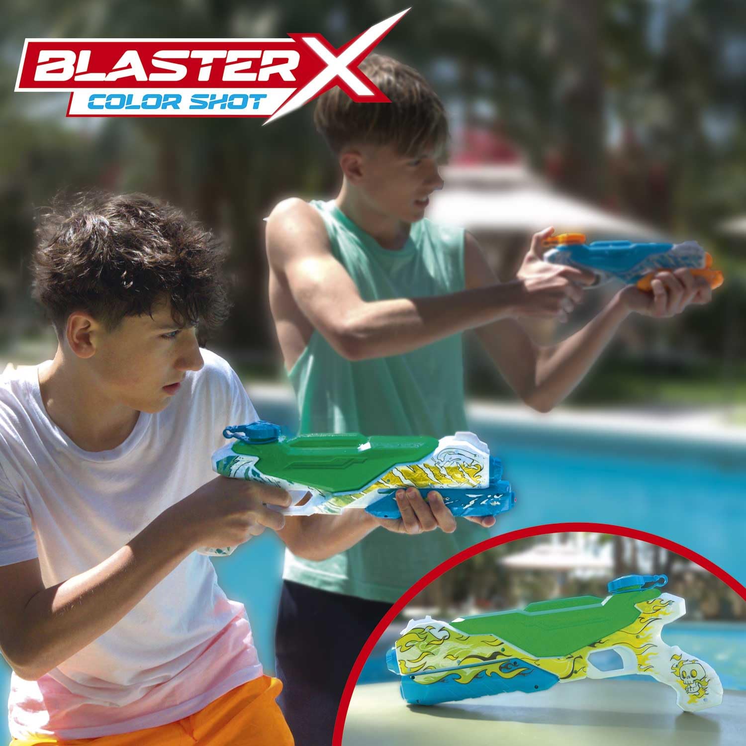 CRAZE Blaster-X Water Guns Large – pistolet na wodę dla dzieci 40 cm, pistolet natryskowy na wodę z kolorowymi tabletkami, zasięg strzału 10 m, zabawka do walki wodnej