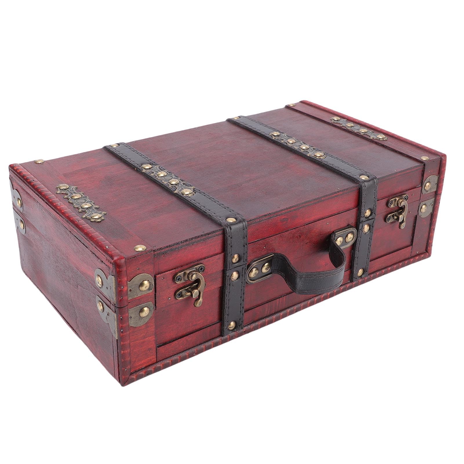 Vintage Koffer Dekorative Aufbewahrungstruhe mit PU-Ledergriff