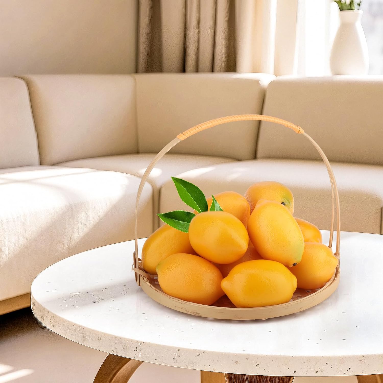 Gresorth 8pcs High Grade Fake Yellow Lemon Decoration Artificial Lemons Realistic Fruit Simulation for Home Party Holiday Christmas Display